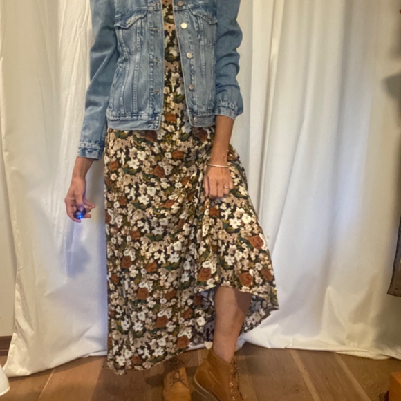 Fall floral cottagecore fitted but long dress with Flow - Picture 5 of 7